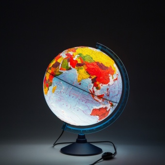Интерактивный глобус Globen Физико-политический рельефный 320 мм с подсветкой от сети с очками VR